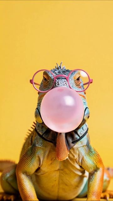 Веселая ящерица: пузырь и стиль! #ящерица #веселье #стиль