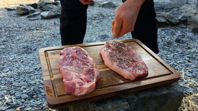 Butter Garlic Steak with Eggs  Alaska Outdoor Cooking