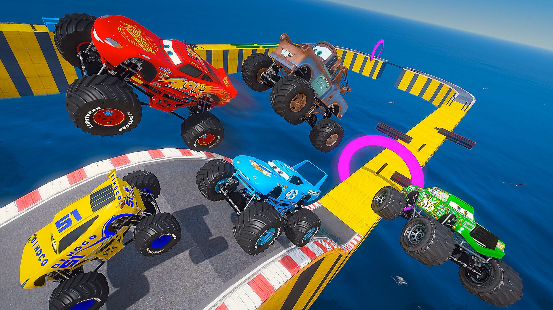 Молния МакКуин и Друзья - Тачки и Бревна - Монстр Трак McQueen, Мэтр, Чик Хикс. Круз Рамирез и Кинг