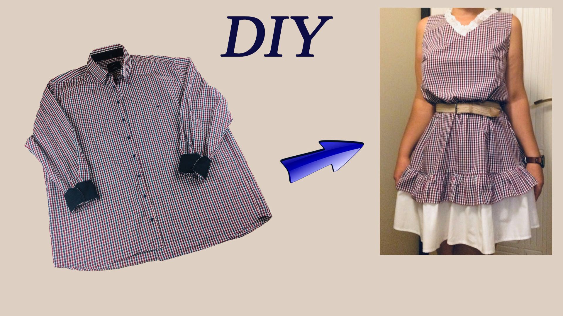 Как сшить за пару часов из мужской рубашки красивое платье.