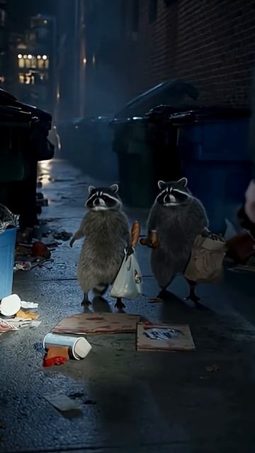 Еноты в поисках еды — ночная охота за вкусняшками