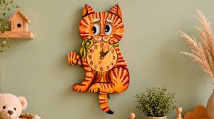 Часы - ходики настенные с маятником "Кошка"