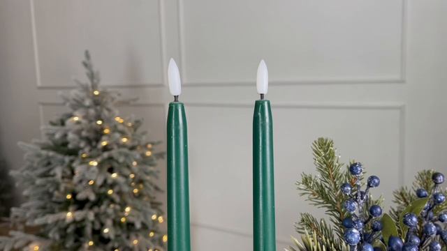 Набор восковых столовых свечей ВУЭЛО, зелёный, ‘натуральный фитилёк’, 38 см, 2 шт., AWL101260-2