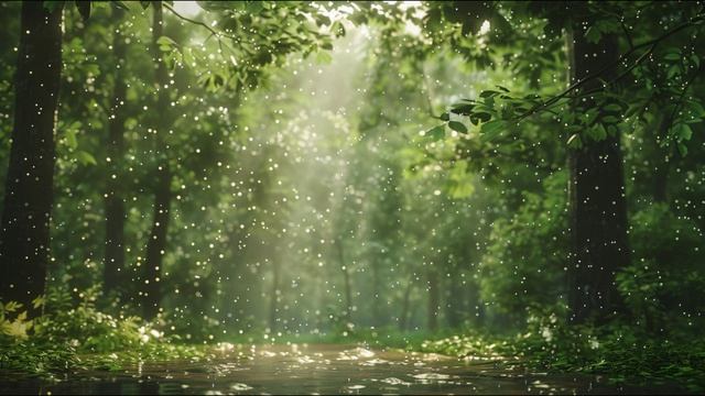 Лёгкий дождь в лесу — спокойные звуки природы