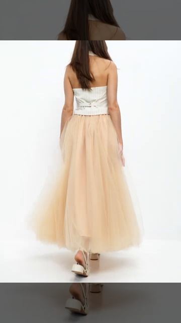 Vicoria Ziminskaya юбка макси из фатина бежевая