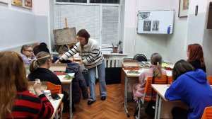 Занятия живописью с детьми особой заботы в рамках проекта "Храм на кончике кисти" 2023