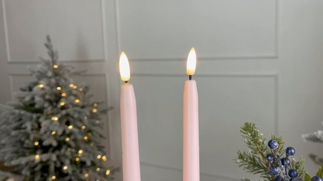 Набор восковых столовых свечей ВУЭЛО, светло-розовый, ‘натуральный фитилёк’, 38 см, AWL101060-3