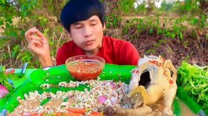 #MUKBANG Яйца муравьев, вареная утка с соусом из морепродуктов и острые овощи.АСМР ЕДА НА КАМЕРУ