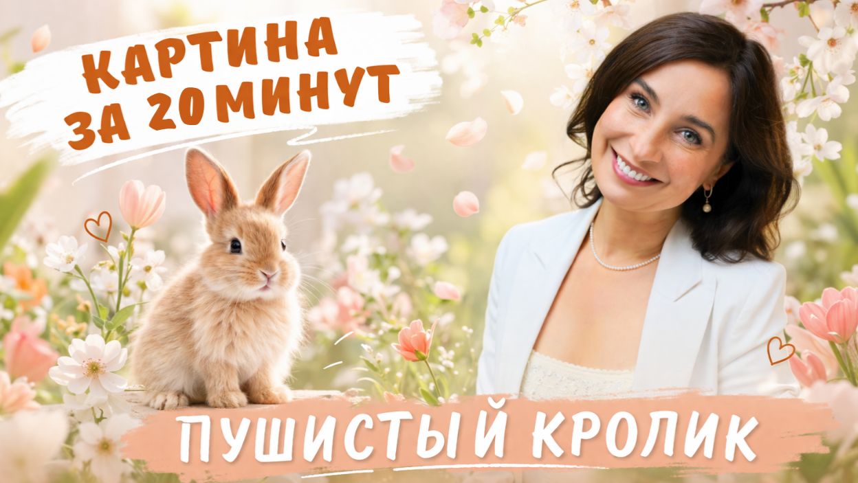 Картина за 20 минут! Пушистый кролик