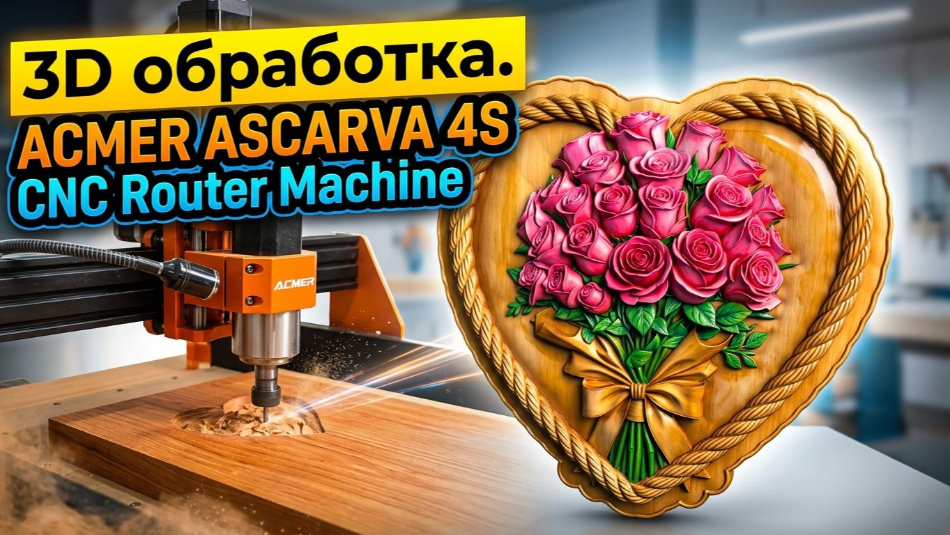 3D обработка. ACMER ASCARVA 4S CNC Router Machine