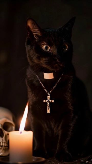Черный кот в роли священника: мистическая история #кот #мистика #юмор