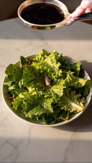 Кошка на салате: забавный момент #кот #еда #прикол