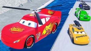 Автомобили вертолет Маккуин и транспортные средства которые летят с корабля на грузовик-транспортер