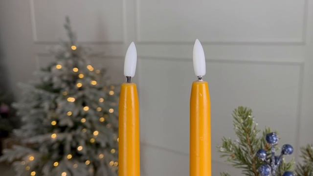 Набор восковых столовых свечей ВУЭЛО, жёлтый, ‘натуральный фитилёк’, 38 см, 2 шт., AWL101260-1