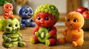 🍓Милые Фруктовые Малыши🍊 едят настоящие фрукты. Необычный Удивительный ИИ ASMR.