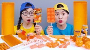 Апельсиновая еда Желейный десерт Мукбанг