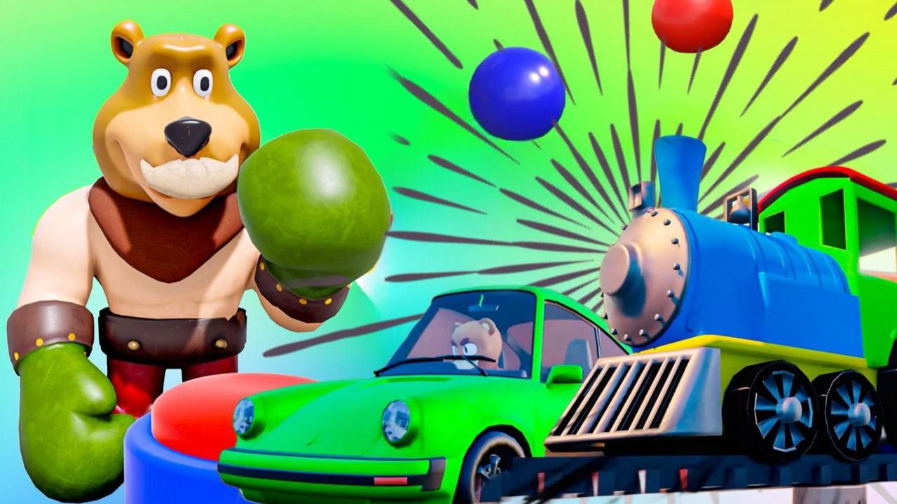 РАЗНОЦВЕТНЫЙ ПАРОВОЗИК🚂 Учим и играемся в воздушные шарики🎈Мультики для малышей