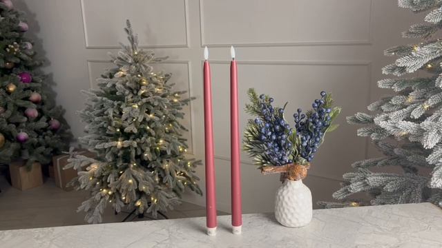 Набор восковых столовых свечей ВУЭЛО, бордовый, ‘натуральный фитилёк’, 38 см, 2 шт., AWL101060-1