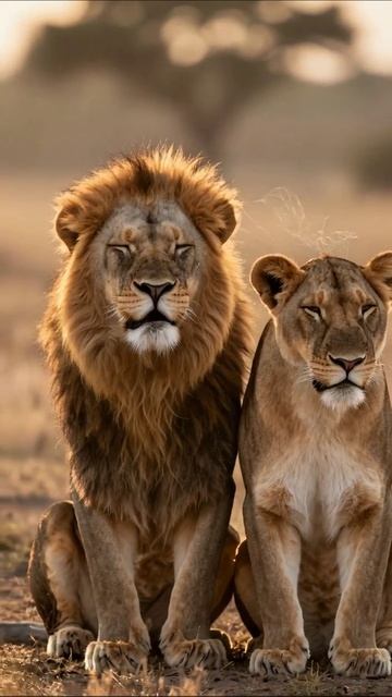 Сила льва и грация львицы #дикоеПрирода #африка #животные