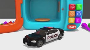 Черная полицейская машина! Игрушечные машинки для улицы. Собираем машинки, колеса и микроволновку