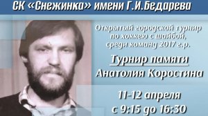 Открытый городской турнир по хоккею с шайбой, посвященный памяти Анатолия Коростина