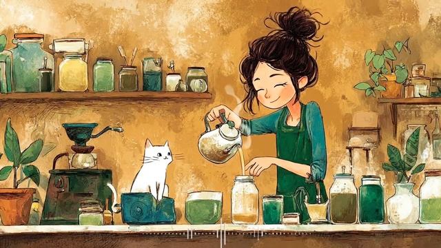 Утренний чай и мягкий джаз ☕🐾 | Уютная атмосфера творческой мастерской для идеального начала дня