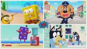 ШЕРИФ ЛАБРАДОР против ГУБКА БОБ МАЛЫШИ и ЦИФРЫ — Битва Героев и Собачка БЛУИ 🐶⚡️