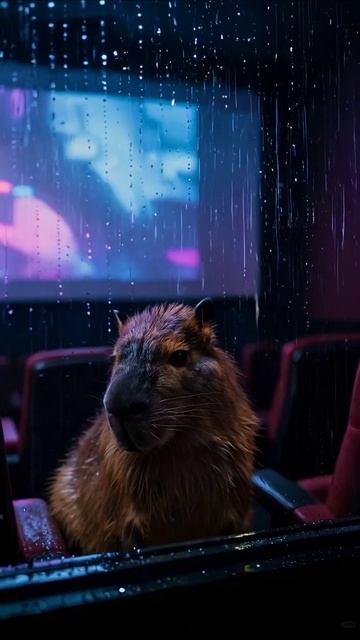 Капибара в кинотеатре под дождём животные кино приключения