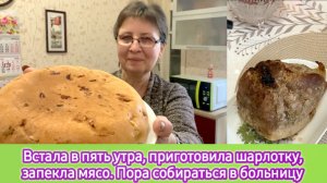 стала в пять утра, приготовила шарлотку и запекла мясо в духовке. Пора собираться в больницу