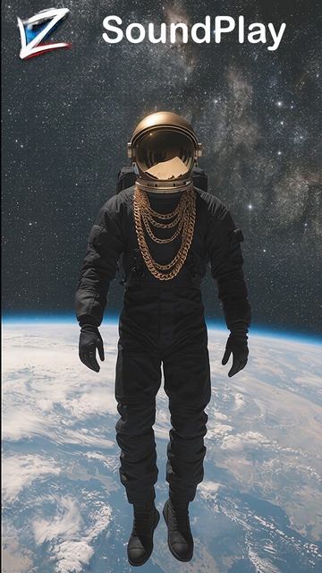 Рэпер в космоcе в золотом шлеме + ЖМИ подписаться #золото #космонавт #вайб #космос #музыка #певец