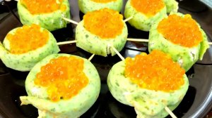 самая ВКУСНАЯ ЗАКУСКА на праздничный стол - блинные улитки С КРАСНОЙ ИКРОЙ! 5 минут и готово!