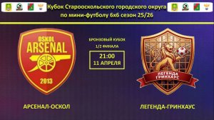 АРСЕНАЛ-ОСКОЛ -- ЛЕГЕНДА-ГРИНХАУС | 1/2 финала Бронзового Кубка Города по мини-футолу 6х6 |