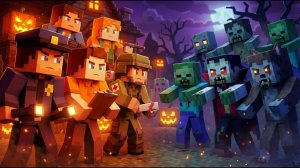 Хэллоуинское противостояние: герои против зомби Майнкрафт