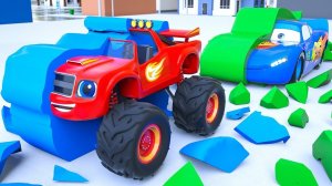 Изучите цвета и имена персонажей вместе с Маккуином, Блейзом и автобусом Тайо. Соберите колёса.