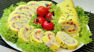 Сырная фантазия- нежный праздничный рулет  за считанные минуты