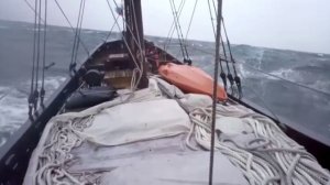 с попутным штормом вдоль берегов Аляски на древнерусской лодии "Пилигрим" во время Кругосветки