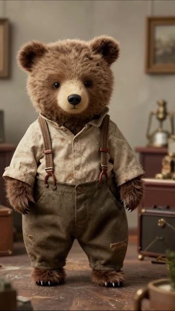 Милый медвежонок в старинном кабинете #медведь #игрушка #приключения