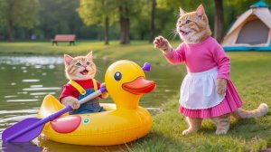 🐾 Котенок мечтает о надувной лодке, Мама-кошка берет его с собой в супермаркет. Мультики для детей