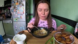 Мукбанг.Щи из свежей капусты, рыба в кляре/Еда/Вкусая домашняя еда