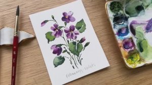 Акварельные фиалки — пошаговый урок для начинающих
