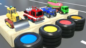 Песенка про колеса автобуса - Игровые грузовики меняют цвет - Детские стишки и песенки