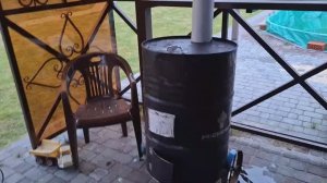 Печь для сжигания садового мусора из металлической бочки 200л.