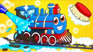 Ухаживаем за поездами! 🚂 Мойка и ремонт — Развивающий мультфильм для детей