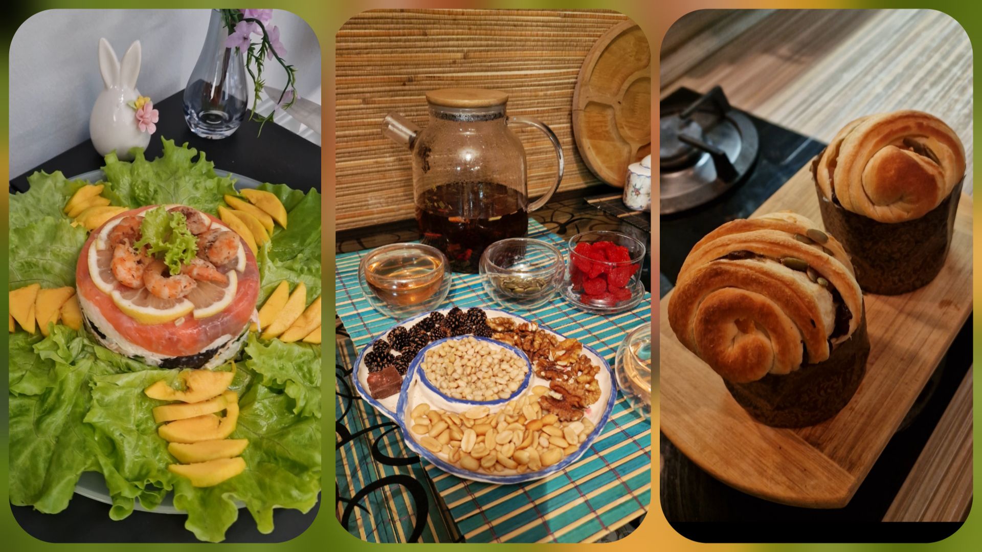 Японская кухня и куличи, все смешалось в этой жизни)) Но, зато с душой)