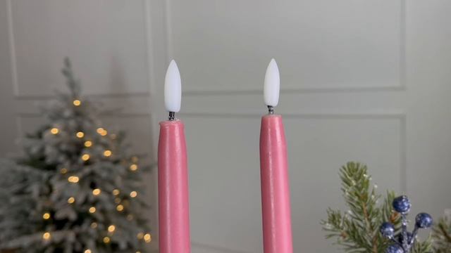 Набор восковых столовых свечей ВУЭЛО, розовый, ‘натуральный фитилёк’, 38 см, 2 шт., AWL101060-2