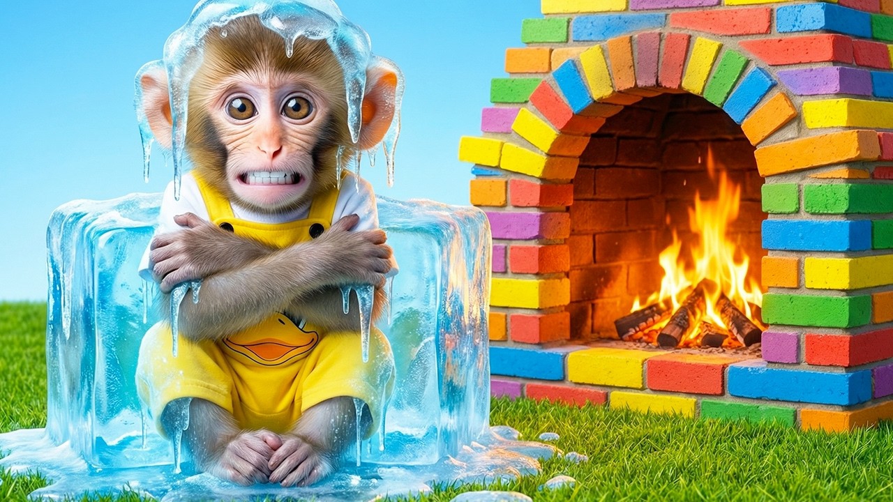 Мультики для детей. Обезьянка замёрзла в деревне. Мультик/видео про обезьянку