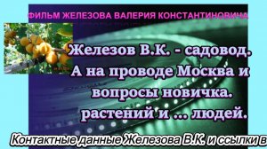 Железов В.К. - садовод. А на проводе Москва и вопросы новичка.