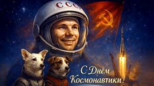 65 лет со дня первого полета человека в космос. С днём космонавтики. Музыкальная открытка.