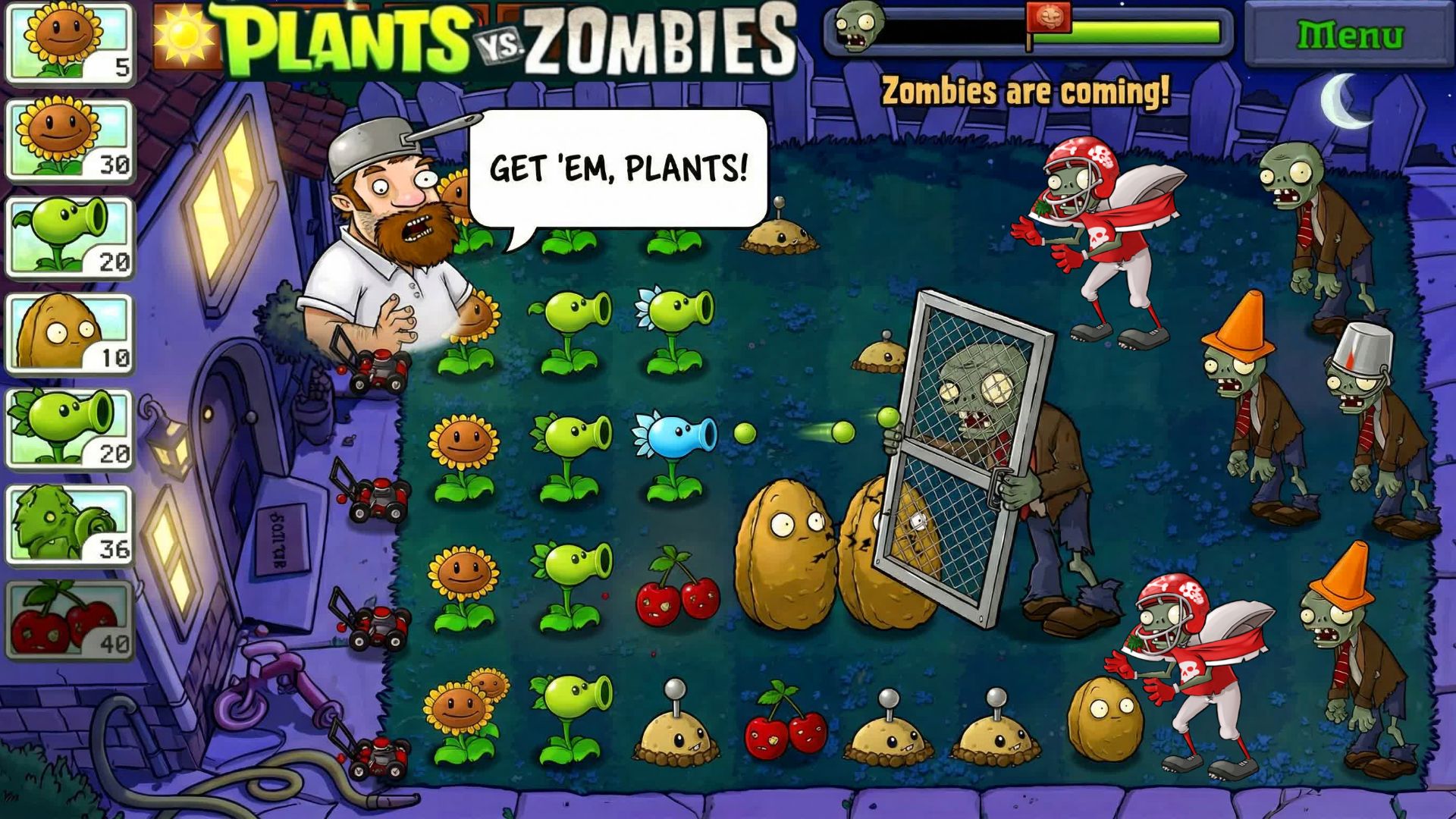 Plants vs Zombies Китайские мифы Chinese Myths Level 1-2 NIGHT Прохождение игры