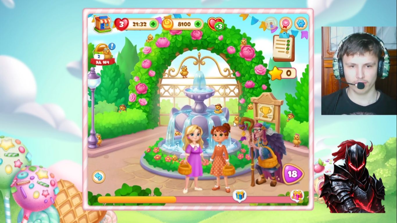 тёмный рыцарь смог пройти в мине игре 1 ур. другой не смог в долине сладостей. 30 серия.